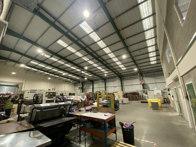 LED lighting installed in a warehouses