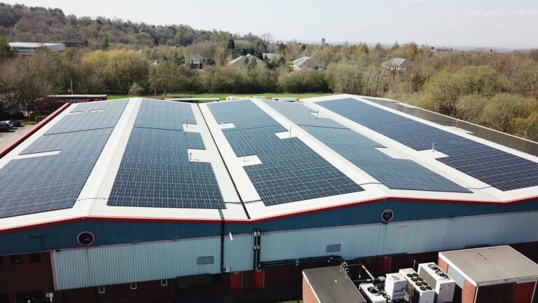 solar panels on warehouse roof