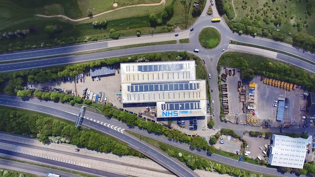 solar panels on warehouse roof