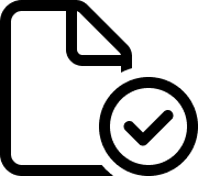A note and a check mark icon