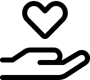 A hand and a heart icon