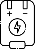 Battery icon with lightning bolt, representing power and energy.