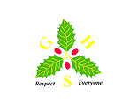 Logo with three green leaves forming a triangle and red ovals in the center. G, H, S are around the leaves. Below, text reads: Respect Everyone.