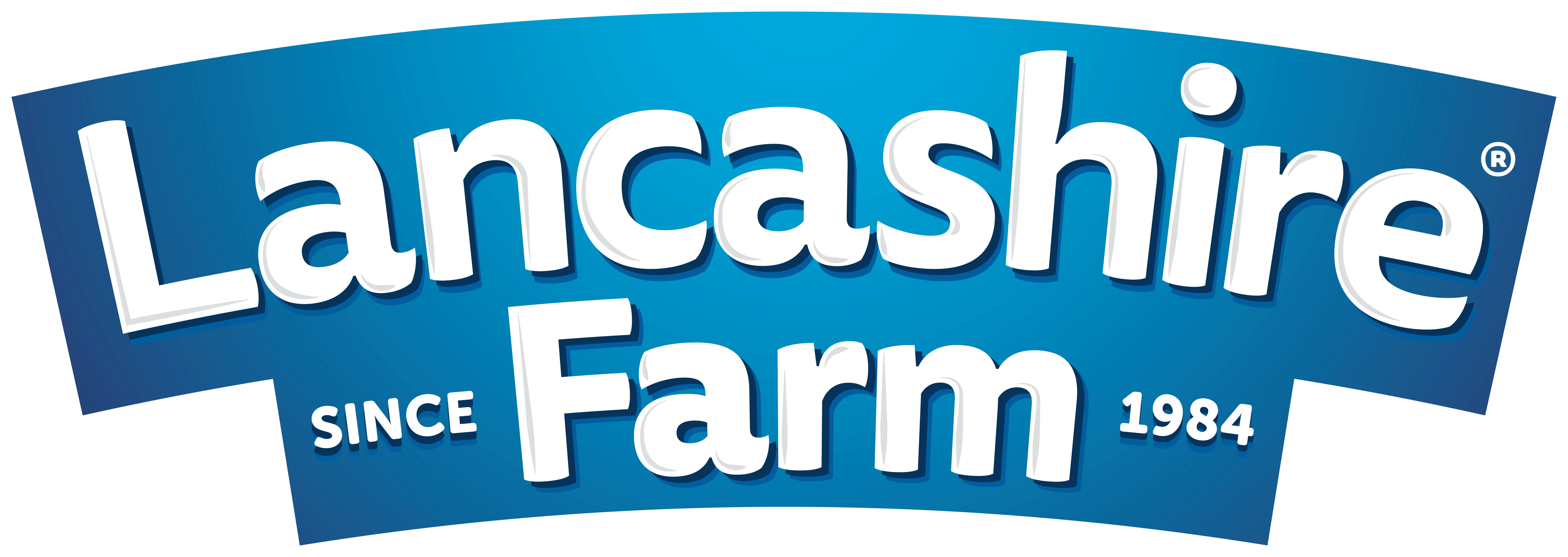 Blue logo with Lancs Farm in white text; Since 1984 elegantly written underneath.