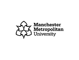 Logo of Manchester Metropolitan University with an abstract flower or geometric design on the left and the universitys name in bold text on the right.