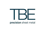 Logo with large, bold letters TBE above smaller text reading precision sheet metal on a white background.