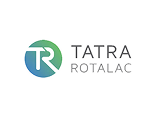 Logo of Tatra Rotalac: circular design with TR in white on a blue-green gradient background, TATRA ROTALAC in black text on the right.