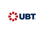 Logo with UBT in dark blue and a red sun-like pattern of outward-pointing arrows on the left, set against a white background.