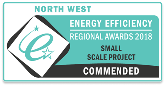 Badge represents recognition for excellence in energy efficiency under the North West Energy Efficiency Regional Awards in 2018.