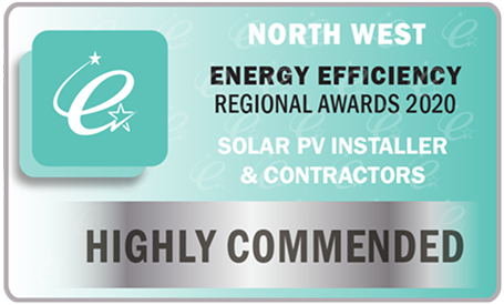 Plaque for North West Energy Efficiency Regional Awards 2020, highly commended for solar PV.