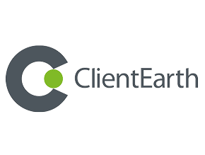 Client Earth logo with a mix of color gray and green.