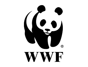 A black panda and text for WWF logo.