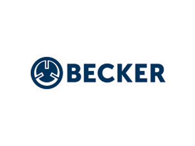 The image shows the BECKER logo with a blue symbol left of "BECKER" in bold blue capitals.
