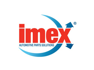 IMEX logo: bold red "imex" with blue arrows around "x"; below, blue "AUTOMOTIVE PARTS SOLUTIONS".