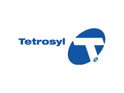 Tetrosyl logo: "Tetrosyl" in blue beside large blue stylized "T" in an oval, with ® symbol.