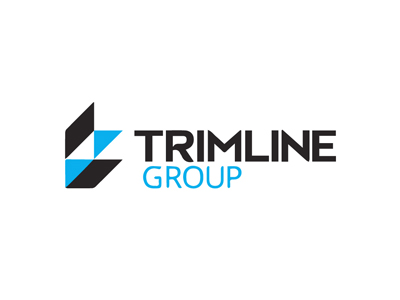 Trimline Group logo: bold black/blue "T" shape left; "TRIMLINE" in black, "GROUP" in blue right.