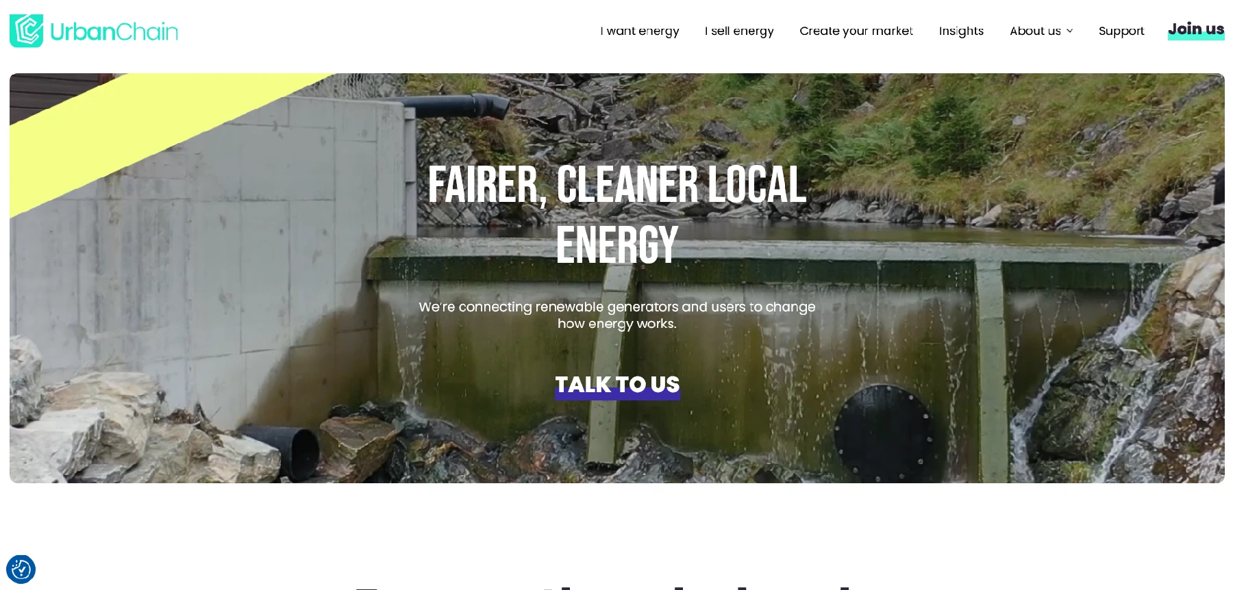 A UK solar panel company. It features a rooftop solar panel installation, a bold sustainability tagline, key statistics on experience, energy generation, installed capacity, CO₂ savings, and live sites. A clear navigation menu provides access to commercial solar solutions, financing options, case studies, live data, and contact details.