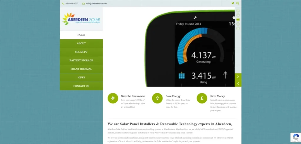 Aberdeen Solar homepage