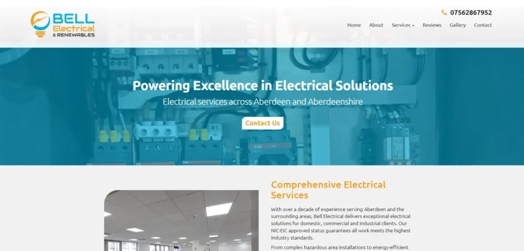 Bell Electrical & Renewables homepage